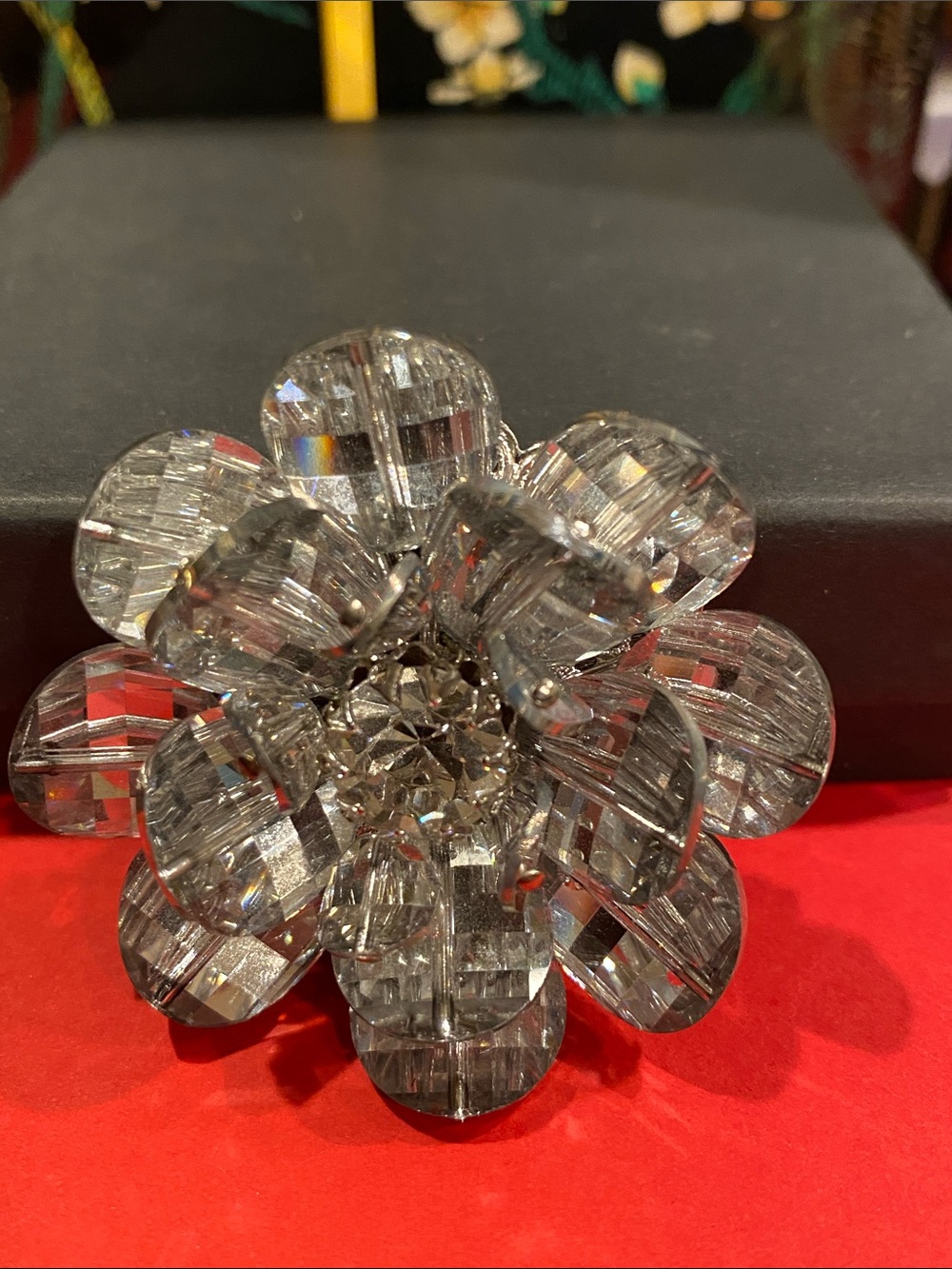 Vendome Crystal Lotus Flower Brooch Pin - Clear Sparkling Petals